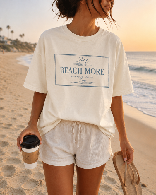 Beach More Worry Less Shirt | Comfort Colors Beach Tee
