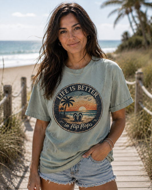 Life Is Better in Flip Flops Shirt | Beach Comfort Colors Tee